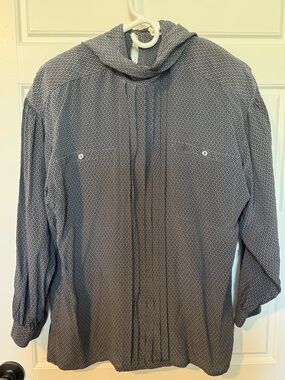 Escada by Margaretha Ley Vintage 100% Silk Geometric Blouse, Gray, Size 36/US 4